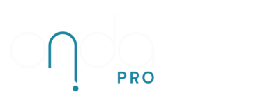 Brand logo with a turquoise abstract curved 'n' mark beside bold 'PRO' text, and faint 'nano' lettering in the background.