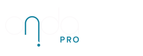 Brand logo with a turquoise abstract curved 'n' mark beside bold 'PRO' text, and faint 'nano' lettering in the background.