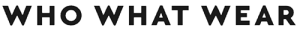 WHO WHAT WEAR wordmark logo on a white background with bold uppercase letters